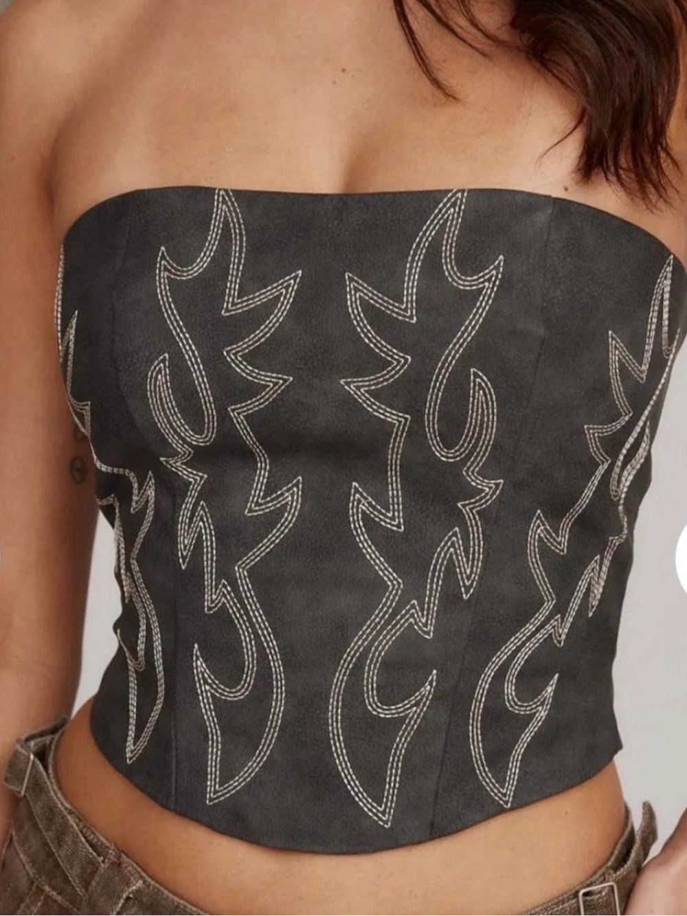 12TH  Tribe The  Jess Corset LeatherWestern  Top in Gray Size Medium